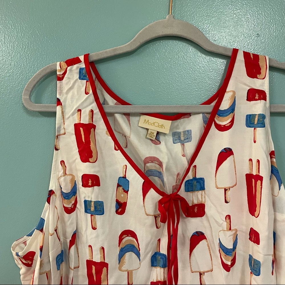 ModCloth Women's Popsicle Print Top - Red and Blue